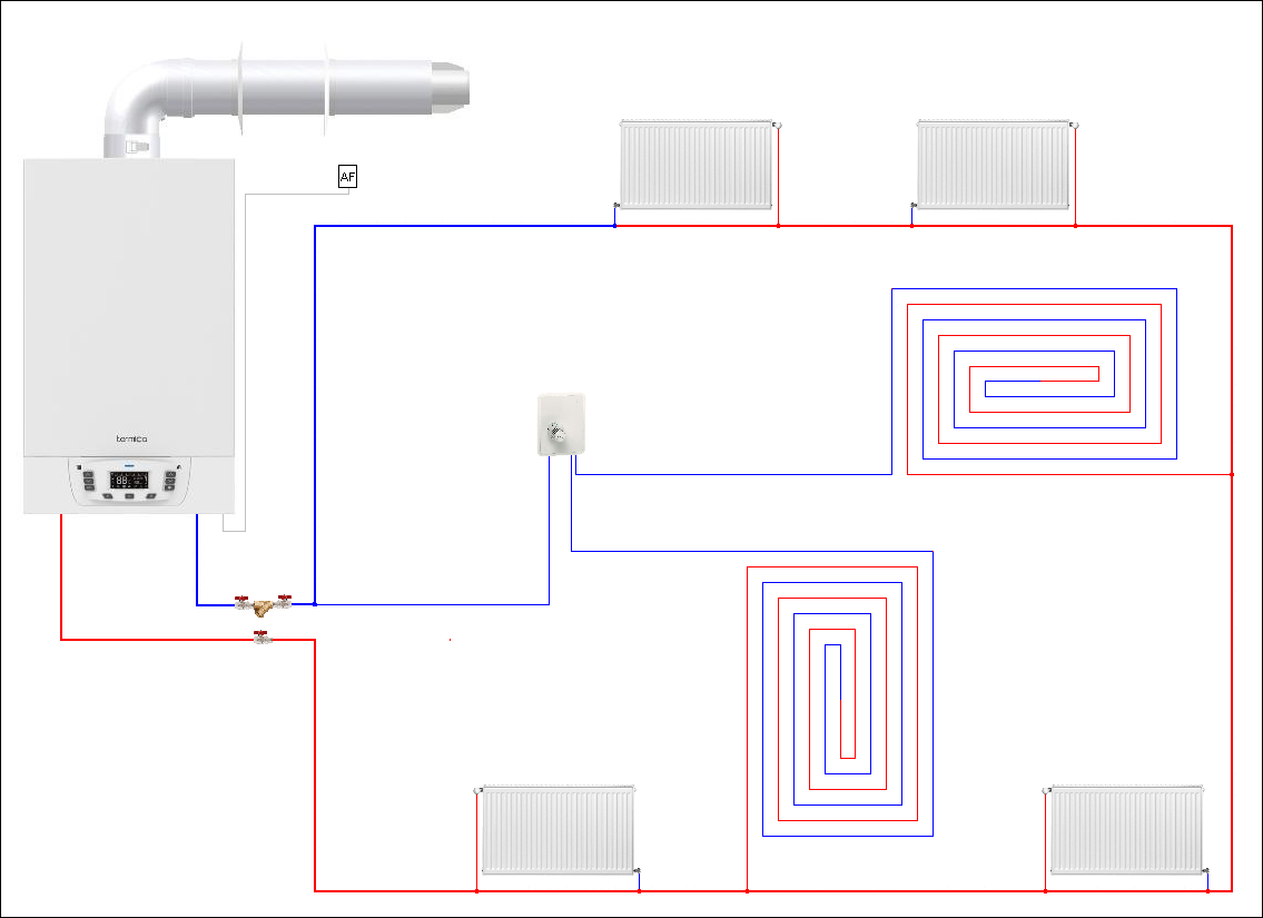 Схема отопления теплый пол радиаторы